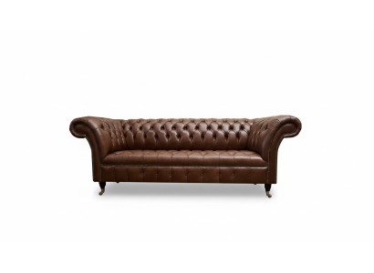 Chesterfield Couch Podkładka Sofas Classic Skóra 3 miejsce do siedzenia Couches Sofa Brown