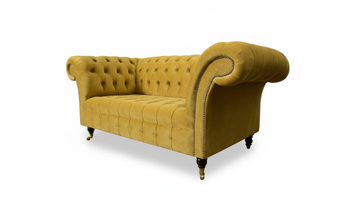 Sofa 2 miejsce do siedzenia Design Sofy Podkładka Nowoczesna Siedziba Materiał Żółta Dwuosobowa Nowa Kanapa