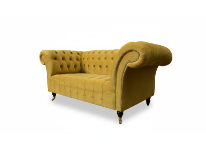 Sofa 2 miejsce do siedzenia Design Sofy Podkładka Nowoczesna Siedziba Materiał Żółta Dwuosobowa Nowa Kanapa