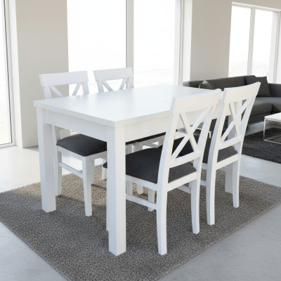 Design Drewno jadalnia Zestaw Tabela 4x Lehn Krzesła Zestaw Ustawić Podkładkę 5-częściową Lehn
