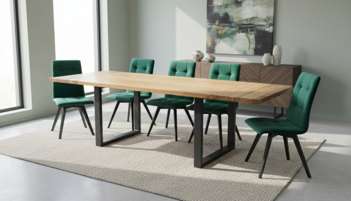 Design Ess Pokój Krzesło Zestaw Metalowe stoły Fotel 6x Krzesła Tabela Ustawić 7-częściowa.