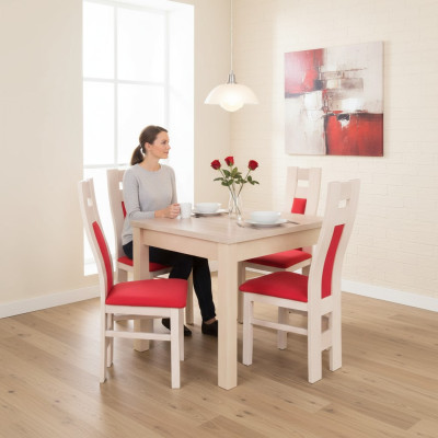 Design jadalnia Zestaw Ustaw 5-częściowy Drewno Meble Kredens 4x Krzesło Tabela Grupy Nowość