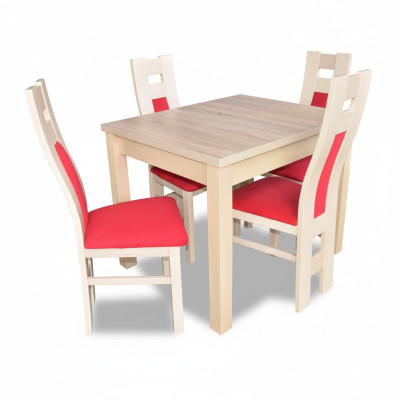 Design jadalnia Zestaw Ustaw 5-częściowy Drewno Meble Kredens 4x Krzesło Tabela Grupy Nowość
