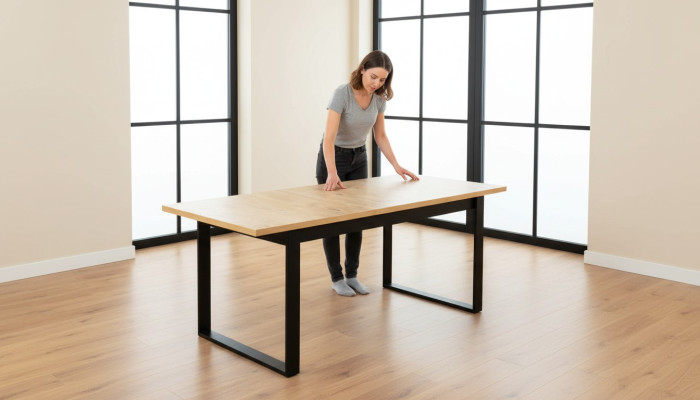 Stół obiadowy Tabela jadalnia Biuro Salon stoły Drewno Design 160cm Rozkładane