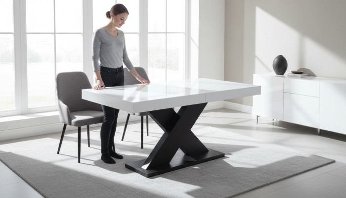 Stół obiadowy Tabela jadalnia Salon Ustaw Drewno Design Meble 90x160/210cm Nowość