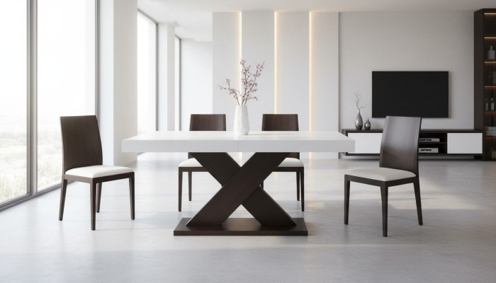 Stół obiadowy Tabela jadalnia Salon Ustaw Drewno Design Meble 90x160/210cm Nowość
