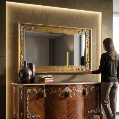 Projektant Modern Large Lustro ścienne oryginalne Drewno Rama Lustro wiszące Classic Nowość