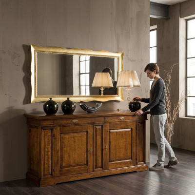 Lustro Ściana Szkło xxl złoty Duży 181x91 Rama Drewno lustro wiszące Barokowy Rokoko