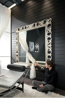 Lustro rama drewniana połysk ściany Klasyczny designerski Lustro 192x112 Drewno xxl duże