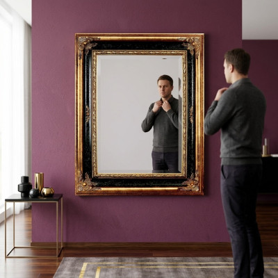 Classic Designer Lustro lśniące ściany ścienne Barok Rokoko 96x133cm Drewno Rama Nowość