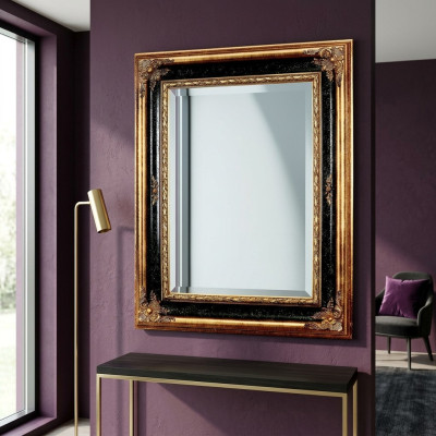 Classic Designer Lustro lśniące ściany ścienne Barok Rokoko 96x133cm Drewno Rama Nowość