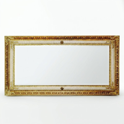 Klasyczna lśniąca ściana drewniana rama Lustro Meble Złoto 104x194 Szkło Rama Ściana