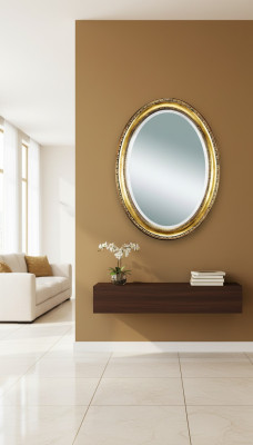 Medusa Oval Lustro Łazienka Design Okrągły połysk Okrągłe barokowe rokoko Drewno Rama