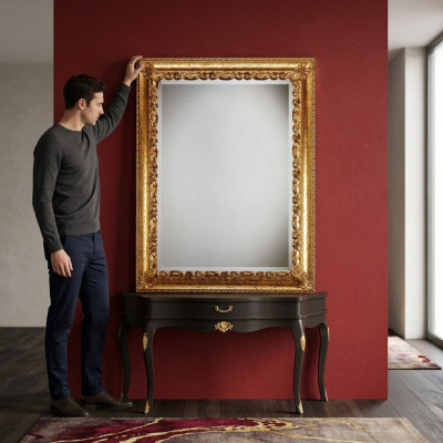 Design xxl Lustro połysk ściany oryginalne Drewno Rama lustro wiszące luksusowe meble barokowe