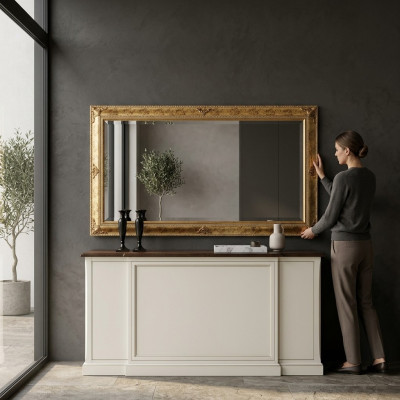 lustro ścienne Drewno Rama lustro wiszące Golden Lustro lustro ścienne do salonu Nowość
