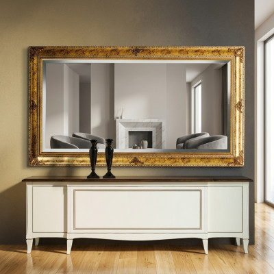 Klasyczny Design Lustro połysk ścienny Retro Barokowy Rokoko Złote Drewno Rama