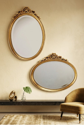 Klasyczny design Lustro lustro ścienne Owalne lustro wiszące 67x77cm Barokowy Rokoko