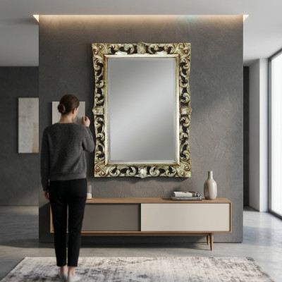 Salon Lustro lustro ścienne designerskie deski podłogowe łazienka Drewno Szkło Design 113x113 Nowość