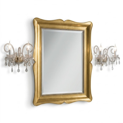 Lustro Meble Baroque Classic połysk ścienne Drewno 85x105 Szkło Rama Ściana Złoto