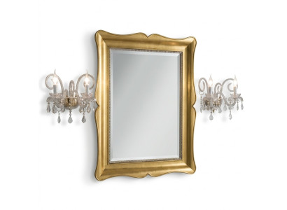 Lustro Meble Baroque Classic połysk ścienne Drewno 85x105 Szkło Rama Ściana Złoto