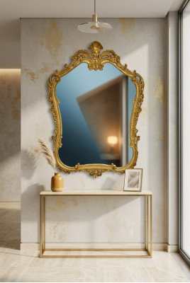 Lustro lustro ścienne Deska podłogowa barokowa rokoko salon łazienka Drewno Szkło Design SP7560
