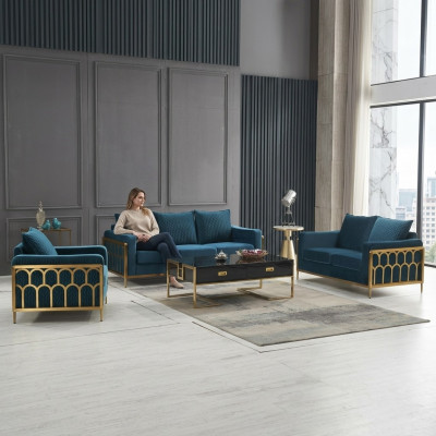 Designerska sofa do salonu Zestaw sofowy 3+2+1 Siedziba nowoczesny komplet wypoczynkowy