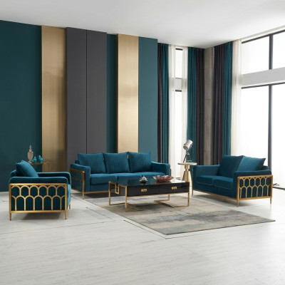 Designerska sofa do salonu Zestaw sofowy 3+2+1 Siedziba nowoczesny komplet wypoczynkowy