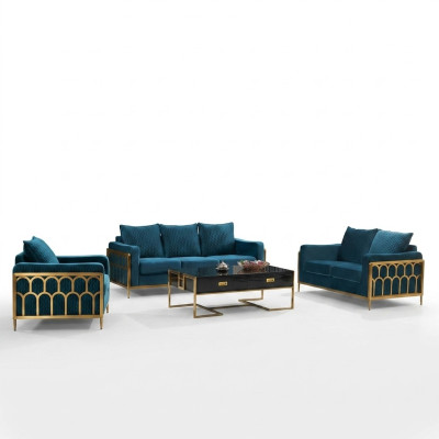 Designerska sofa do salonu Zestaw sofowy 3+2+1 Siedziba nowoczesny komplet wypoczynkowy