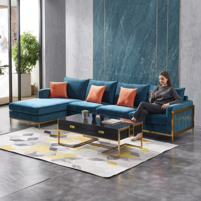 Narożnikowa kanapa Szary Materiał Sofa w kształcie litery L Sofa Kanapa Design Podkładka Włókienniczy Modern