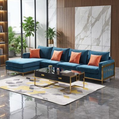 Narożnikowa kanapa Szary Materiał Sofa w kształcie litery L Sofa Kanapa Design Podkładka Włókienniczy Modern