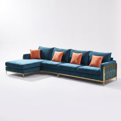 Narożnikowa kanapa Szary Materiał Sofa w kształcie litery L Sofa Kanapa Design Podkładka Włókienniczy Modern