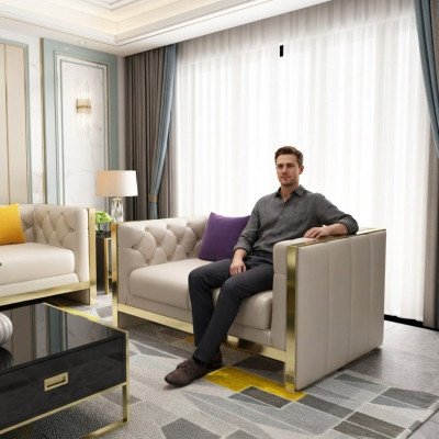 Sofa 2 miejsce do siedzenia skórzana sofa kanapa Żywy krajobraz Ustawić Design Modern