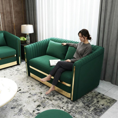 Zielona Designerska Sofa Kanapa Podkładka xxl 2 miejsce siedzące Duże Sofy Kanapy Włókienniczy Skóra