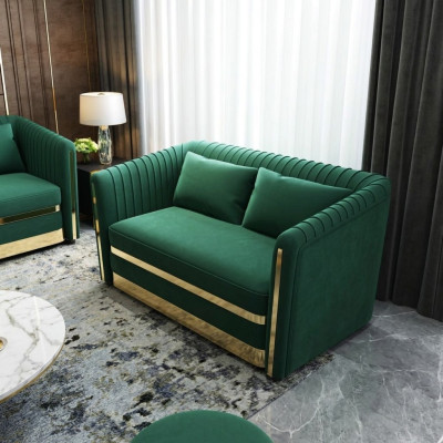 Zielona Designerska Sofa Kanapa Podkładka xxl 2 miejsce siedzące Duże Sofy Kanapy Włókienniczy Skóra