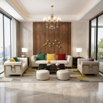 Zestaw sofowy Duży Zestaw 3+1 miejsce do siedzenia Skóra Sofa Kanapa Ustawić Design Kanapy