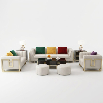 Zestaw sofowy Duży Zestaw 3+1 miejsce do siedzenia Skóra Sofa Kanapa Ustawić Design Kanapy