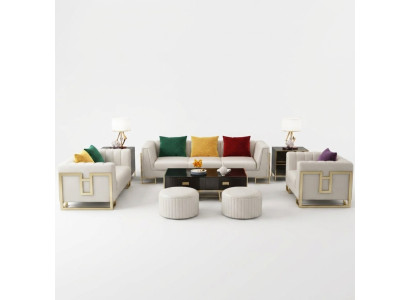 Zestaw sofowy Duży Zestaw 3+1 miejsce do siedzenia Skóra Sofa Kanapa Ustawić Design Kanapy