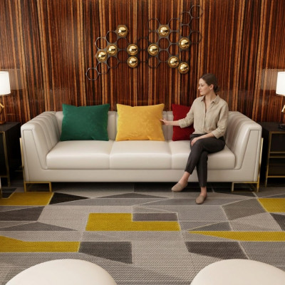 Sofa 3 miejsce do siedzenia Skóra Sofy Kanapa Podkładka Ustawić Deko Zestaw sofowy Modern