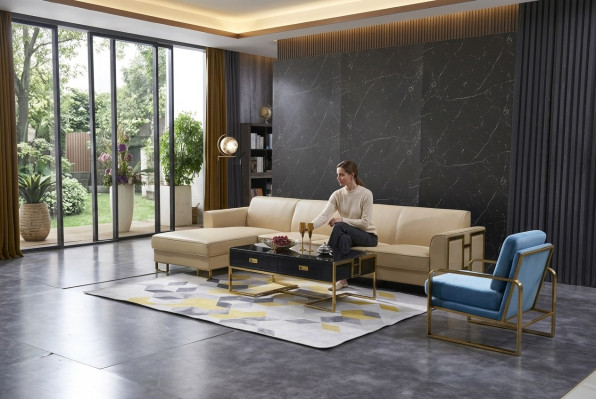 Żywy krajobraz L Form Narożnikowa kanapa Couch Design Podkładka Ustawić Sofa Narożnik