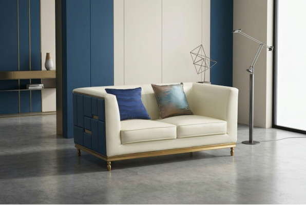 Sofa Couch Design Podkładka Modern Grey sztuczna skóra Sofy 2 miejsce do siedzenia Dwumiejscowe