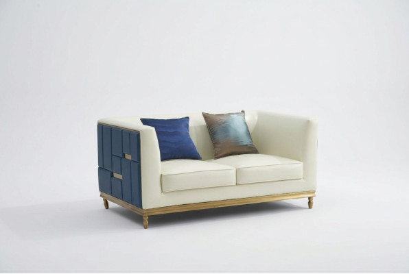 Sofa Couch Design Podkładka Modern Grey sztuczna skóra Sofy 2 miejsce do siedzenia Dwumiejscowe