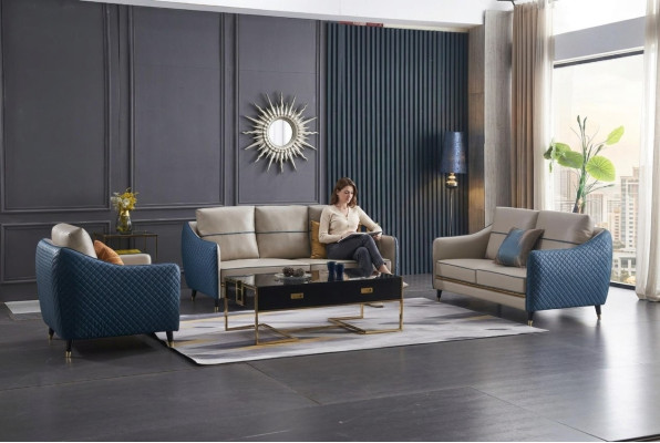 Sofa 2 miejsce do siedzenia Design Sofy Podkładka Kanapy Włókienniczy Relaks Modern Siedziba