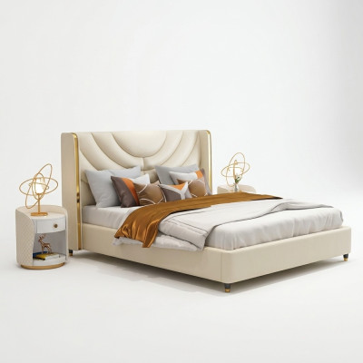 Sypialnia Łóżko Szafki nocne 3 szt. Zestaw Design Luxury bed Drewno Podwójne łóżko NOWOŚĆ