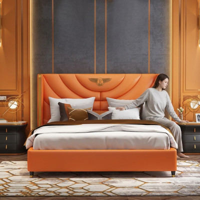 Drewno Design Łóżko Double Luxury Marriage Hotel Modern Frame Sleep Pokój
