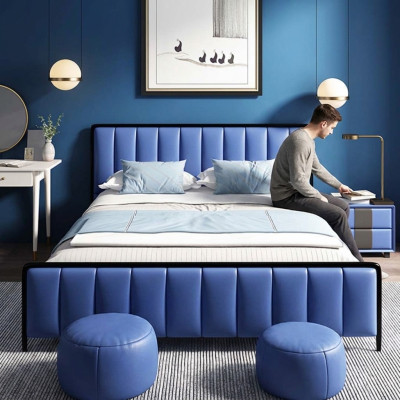 Design Podwójne łóżko skórzane łóżko Łóżko Skóra Sypialnia Podkładka Małżeństwo 180x200