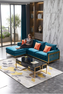Materiał Modern Couch Żywy krajobraz Sofa tekstylna Zestaw sofowy Sofa w kształcie litery L