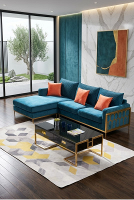 Materiał Modern Couch Żywy krajobraz Sofa tekstylna Zestaw sofowy Sofa w kształcie litery L