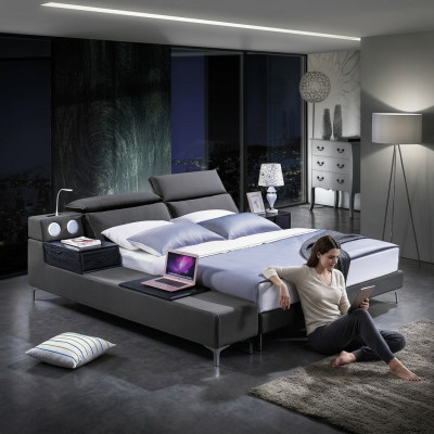 Design Podwójne łóżko skórzane łóżko Podkładka Skóra Sypialnia Małżeństwo 180x200.