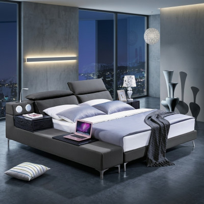 Design Podwójne łóżko skórzane łóżko Podkładka Skóra Sypialnia Małżeństwo 180x200.