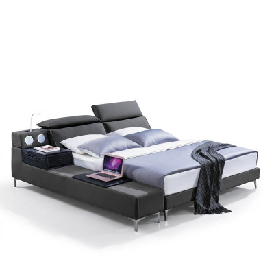 Design Podwójne łóżko skórzane łóżko Podkładka Skóra Sypialnia Małżeństwo 180x200.